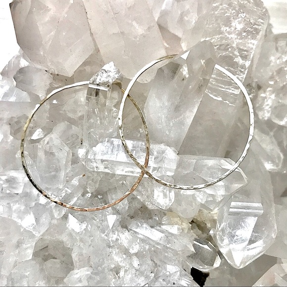 Sterling Silver Artisan Made Hoop Earrings - Picture 2 of 8